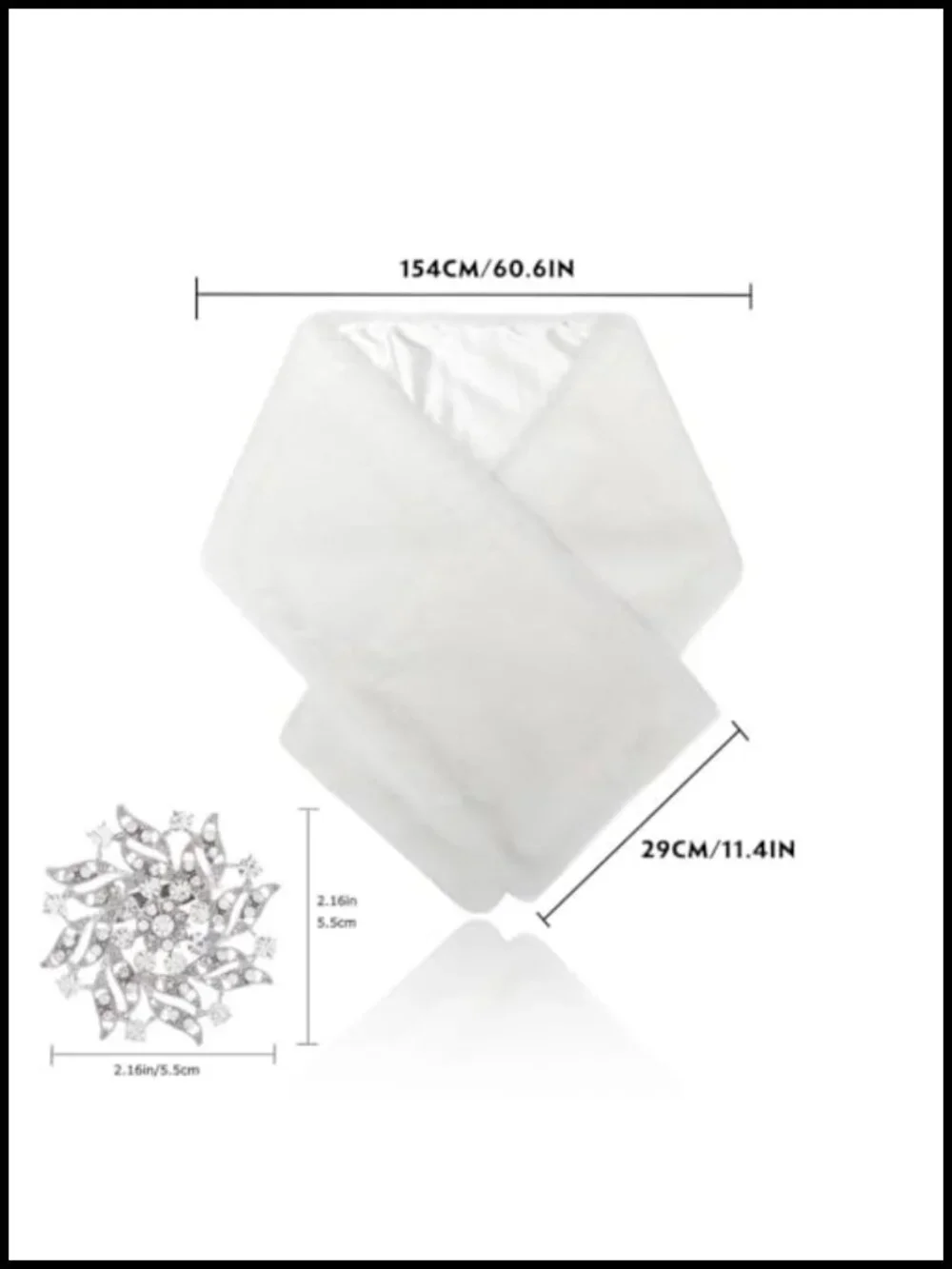 Faux Fur Wedding Shawl Wrap Bridal Scarf with Brooch